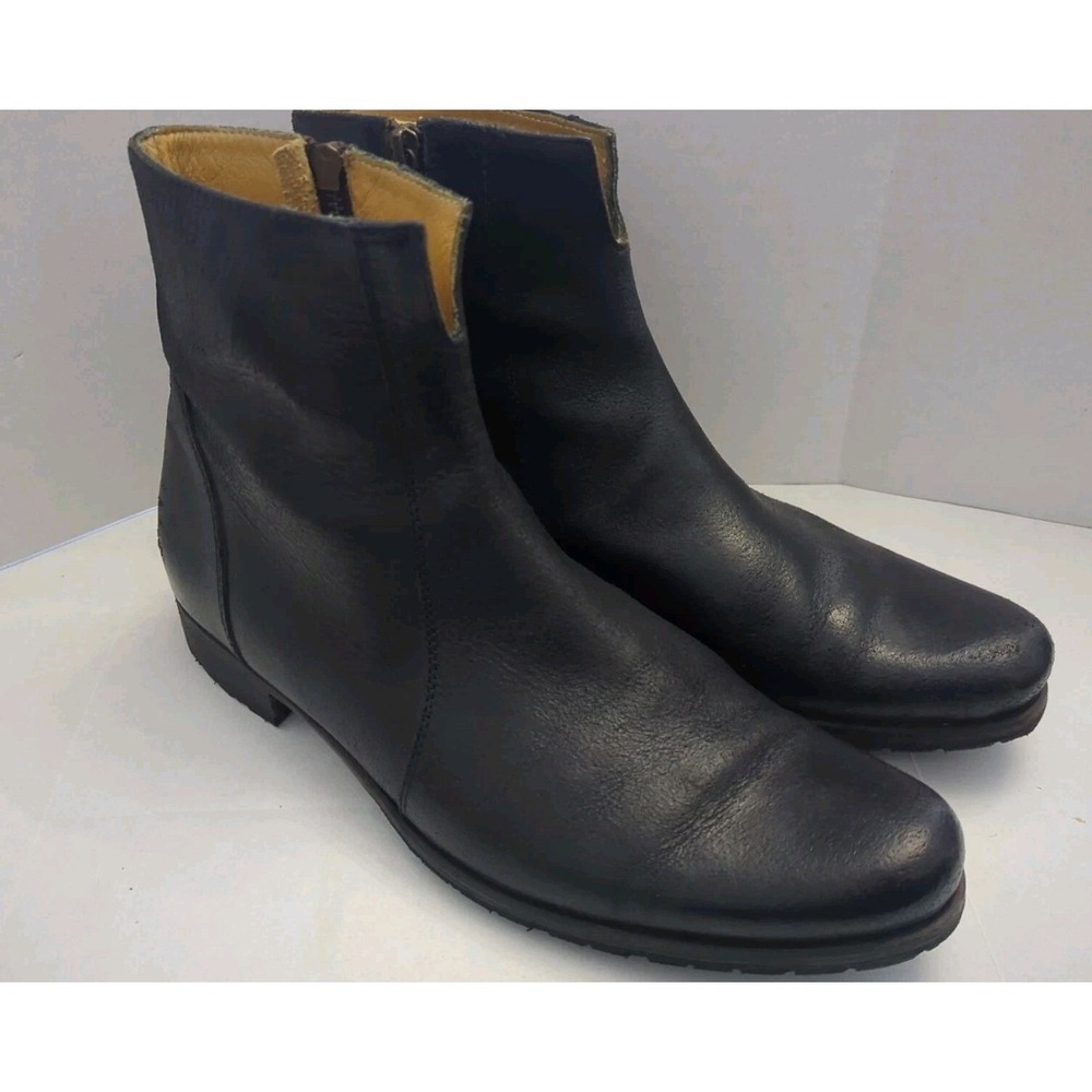 Billy Reid Men Black Ankle Chukka Moto Boots Side Zip Handmade Italy 7.5-8 READ